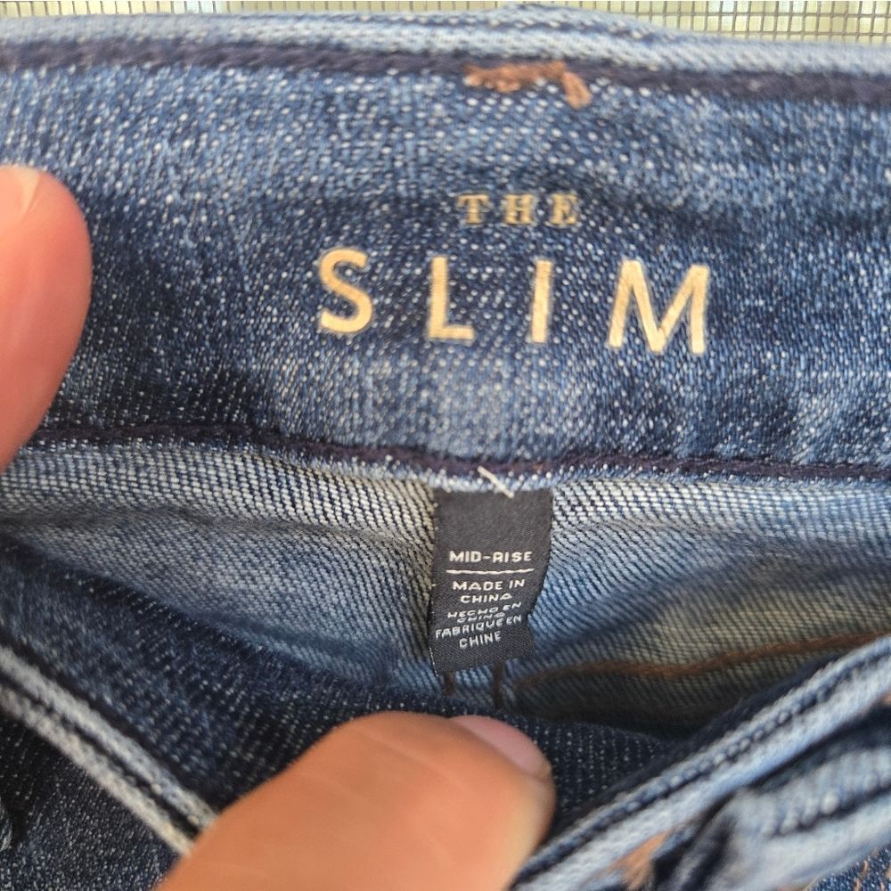 White House Black Market The Slim Mid Rise Fit Distressed Foil Peep Shimmer Sz 4 - Picture 6 of 10